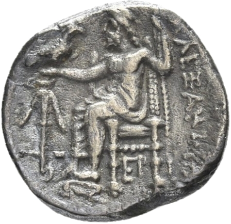 HOUGHTON Seleucid Coins (part 1) 70.1a Seleucus I reverse, Zeus seated on high-backed throne left, holding eagle on outstr...