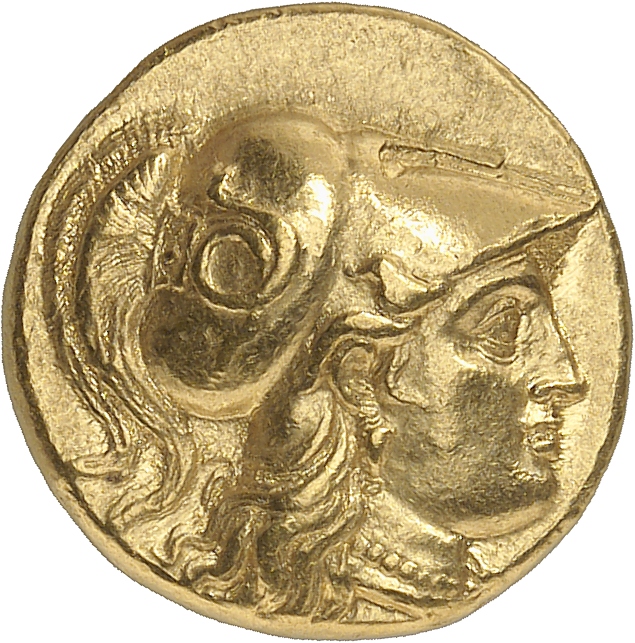 HOUGHTON Seleucid Coins (part 1) 81.2 Seleucus I obverse, Head of Athena right in crested Corinthian helmet