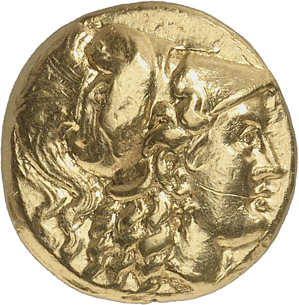 HOUGHTON Seleucid Coins (part 1) 81.3 Seleucus I obverse, Head of Athena right in crested Corinthian helmet