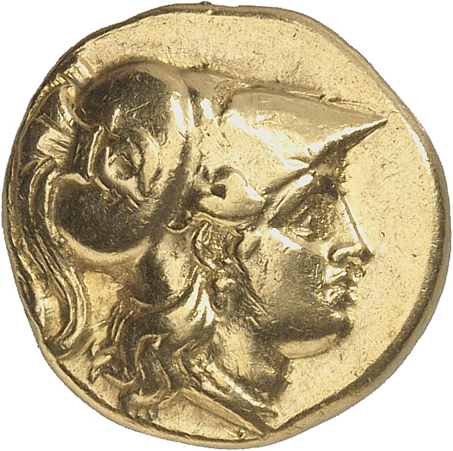 HOUGHTON Seleucid Coins (part 1) 81.5 Seleucus I obverse, Head of Athena right in crested Corinthian helmet