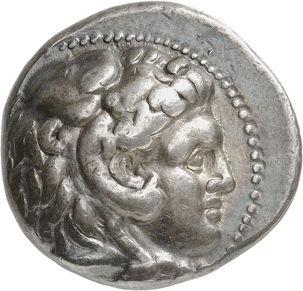 HOUGHTON Seleucid Coins (part 1) 82.2d Seleucus I obverse, Beardless head of Heracles right wearing lion skin headdress