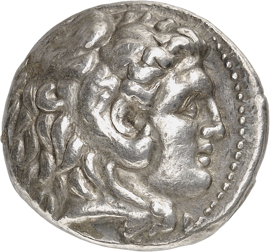 HOUGHTON Seleucid Coins (part 1) 82.3a Seleucus I obverse, Beardless head of Heracles right wearing lion skin headdress