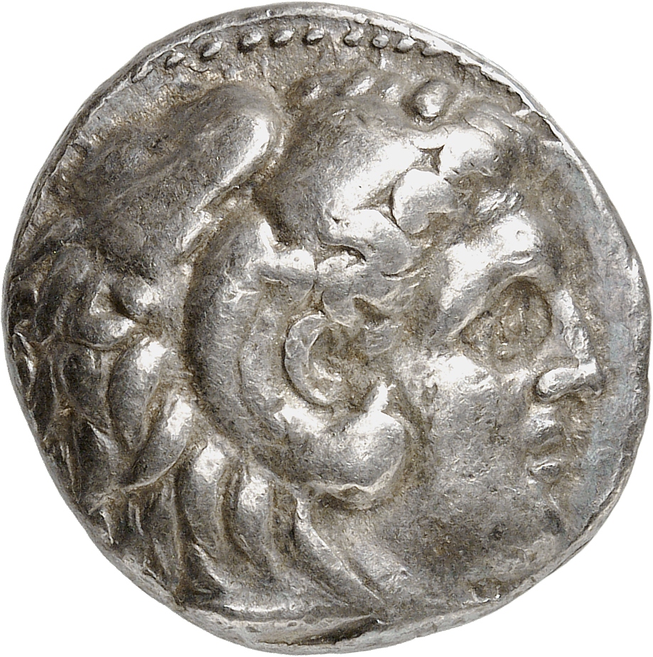 HOUGHTON Seleucid Coins (part 1) 82.3a Seleucus I obverse, Beardless head of Heracles right wearing lion skin headdress