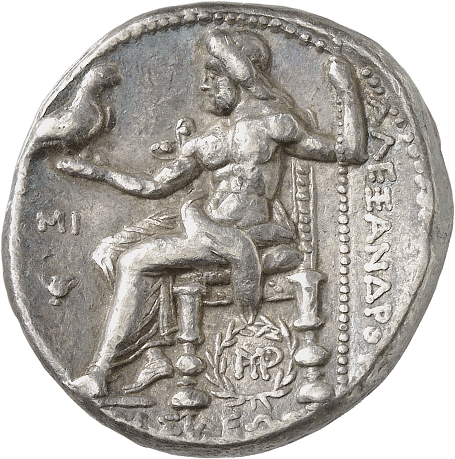 HOUGHTON Seleucid Coins (part 1) 82.3a Seleucus I reverse, Zeus seated on high-backed throne left, holding eagle on outstr...