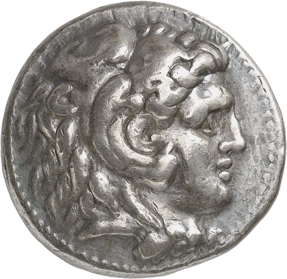 HOUGHTON Seleucid Coins (part 1) 82.3e Seleucus I obverse, Beardless head of Heracles right wearing lion skin headdress