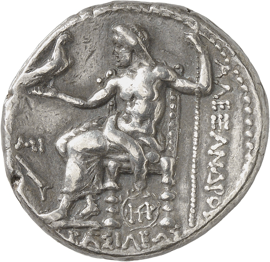 HOUGHTON Seleucid Coins (part 1) 82.3e Seleucus I reverse, Zeus seated on high-backed throne left, holding eagle on outstr...