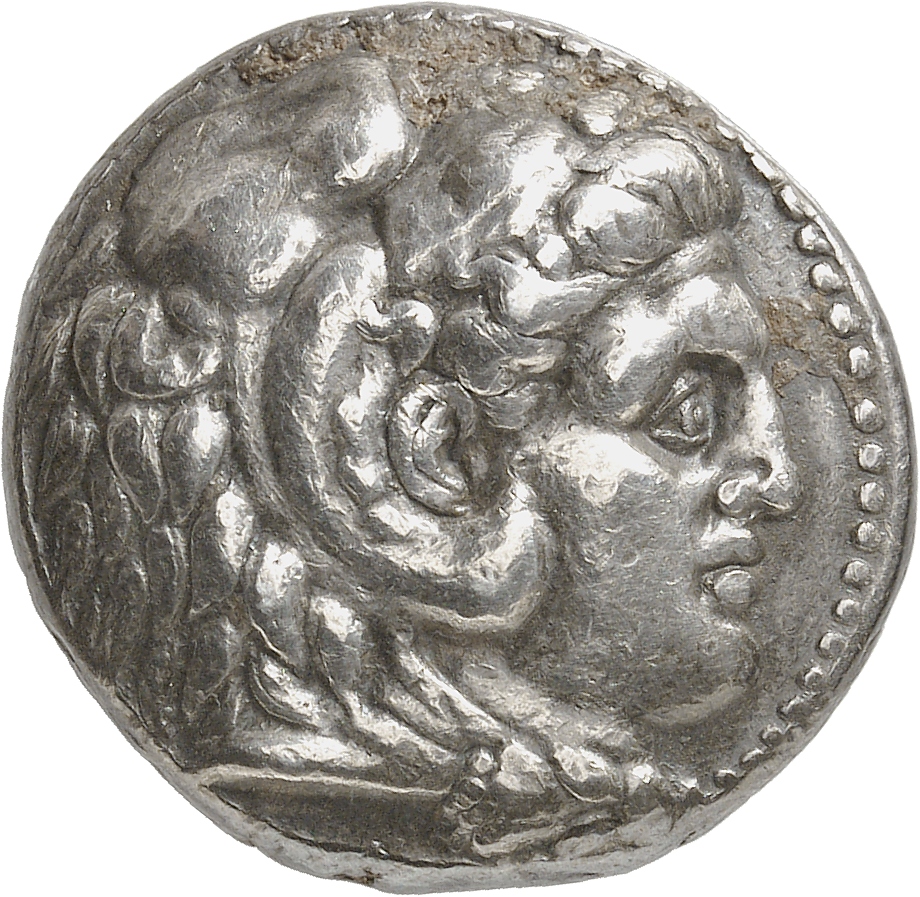 HOUGHTON Seleucid Coins (part 1) 82.3e Seleucus I obverse, Beardless head of Heracles right wearing lion skin headdress