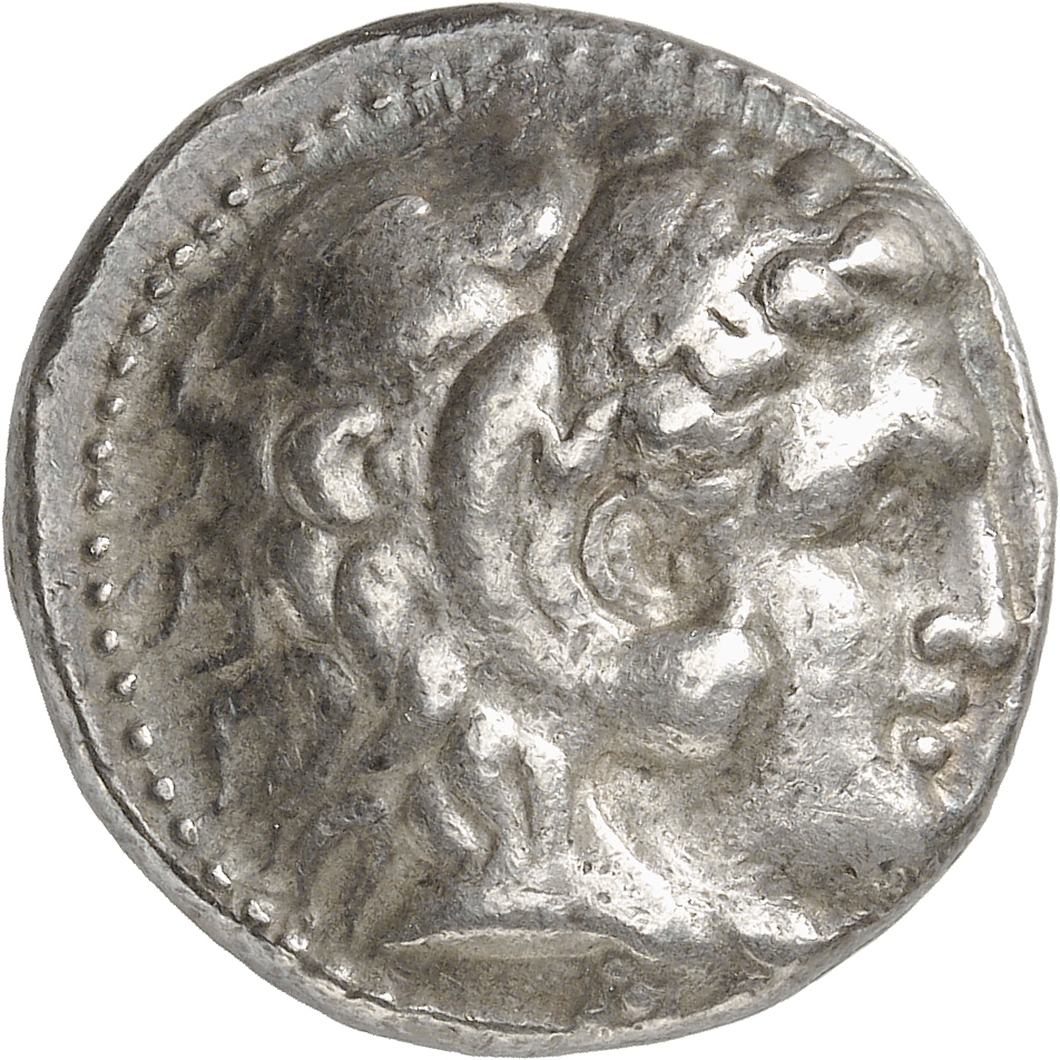 HOUGHTON Seleucid Coins (part 1) 82.3f Seleucus I obverse, Beardless head of Heracles right wearing lion skin headdress