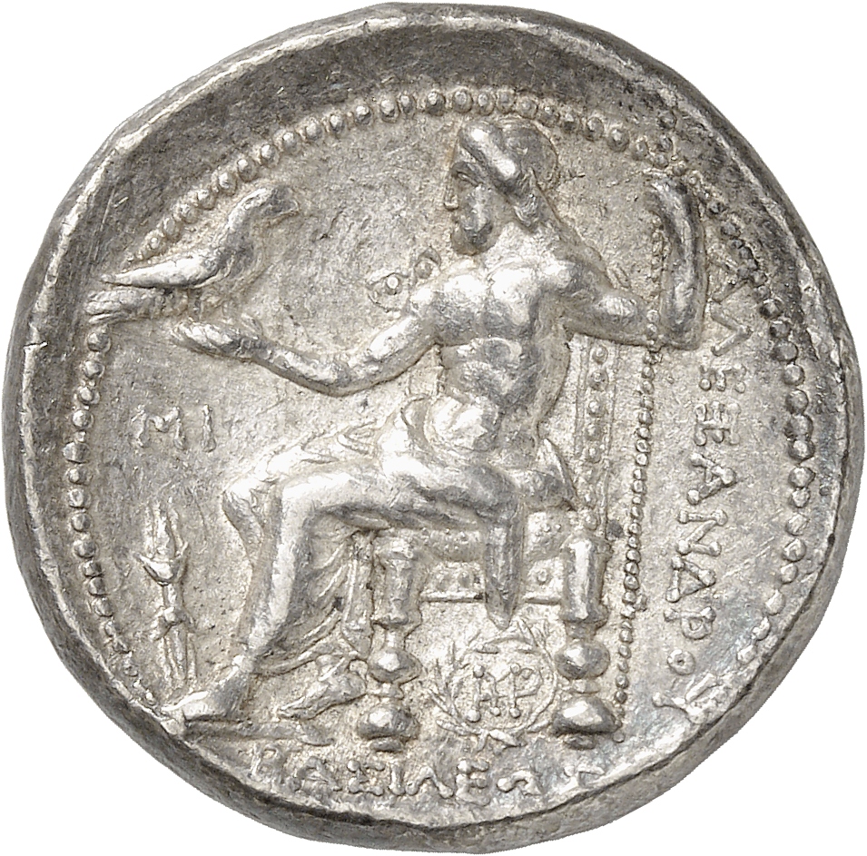 HOUGHTON Seleucid Coins (part 1) 82.3f Seleucus I reverse, Zeus seated on high-backed throne left, holding eagle on outstr...