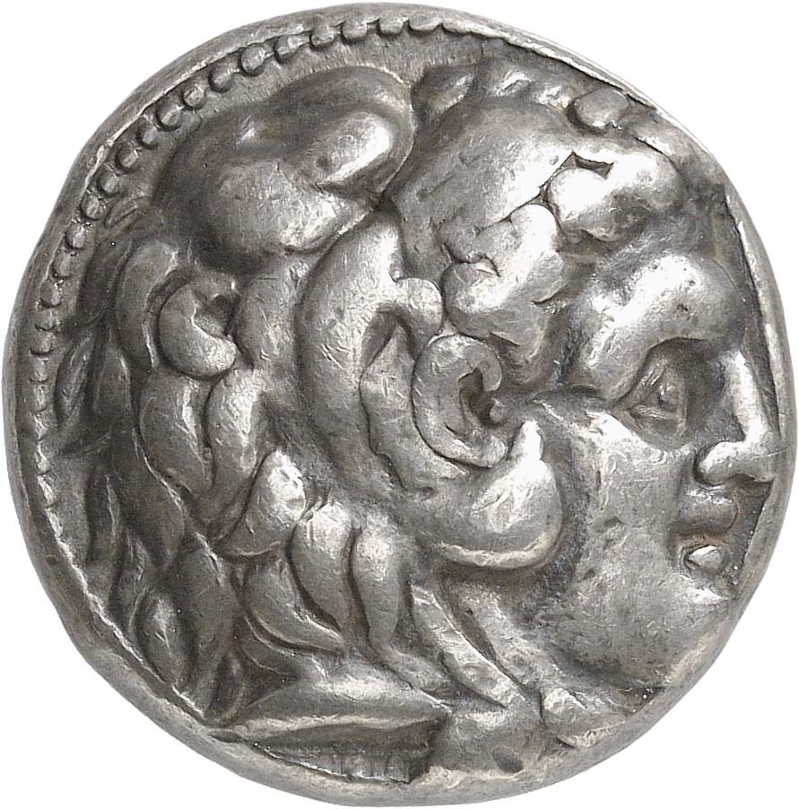 HOUGHTON Seleucid Coins (part 1) 82.3h Seleucus I obverse, Beardless head of Heracles right wearing lion skin headdress