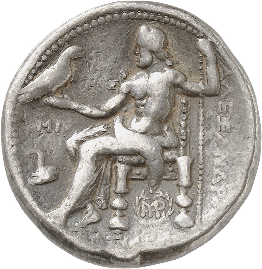 HOUGHTON Seleucid Coins (part 1) 82.3h Seleucus I reverse, Zeus seated on high-backed throne left, holding eagle on outstr...