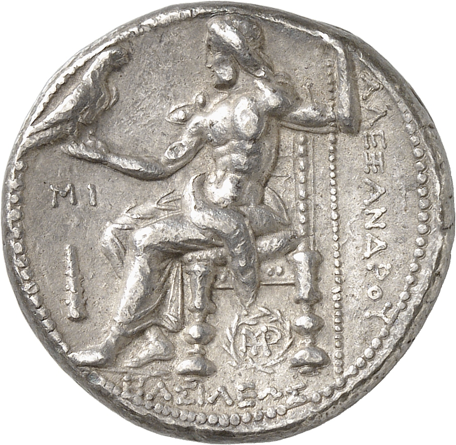 HOUGHTON Seleucid Coins (part 1) 82.3i Seleucus I reverse, Zeus seated on high-backed throne left, holding eagle on outstr...
