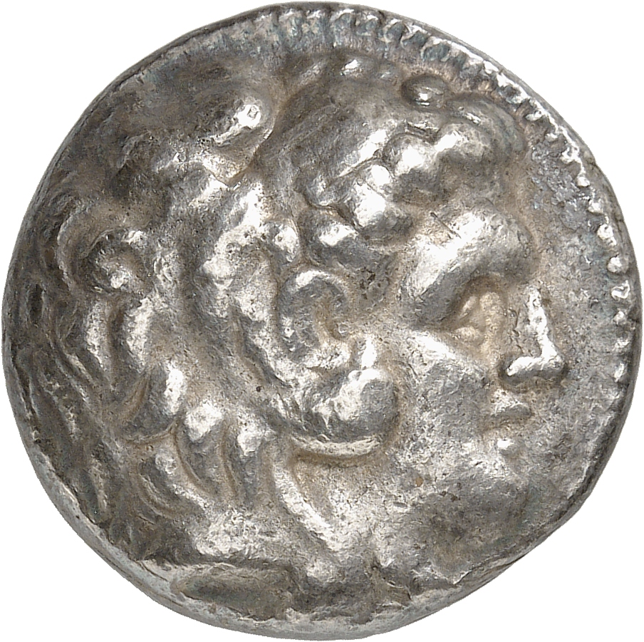 HOUGHTON Seleucid Coins (part 1) 82.3i Seleucus I obverse, Beardless head of Heracles right wearing lion skin headdress