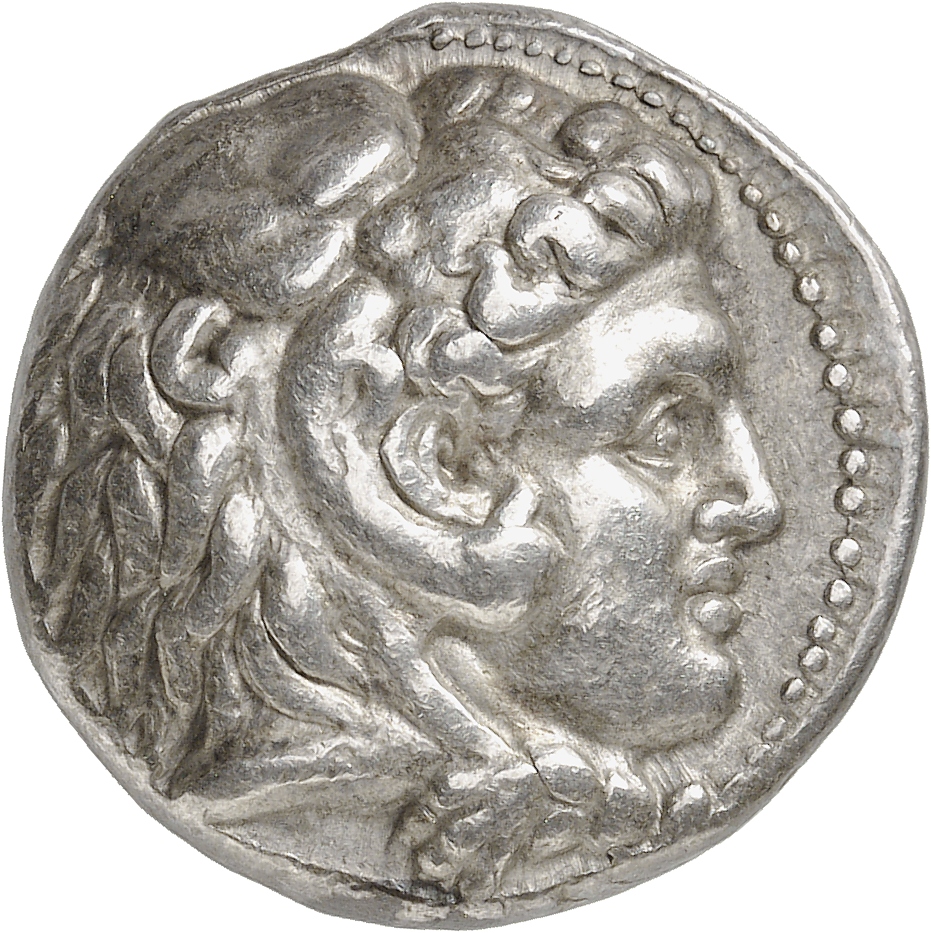 HOUGHTON Seleucid Coins (part 1) 82.3i Seleucus I obverse, Beardless head of Heracles right wearing lion skin headdress