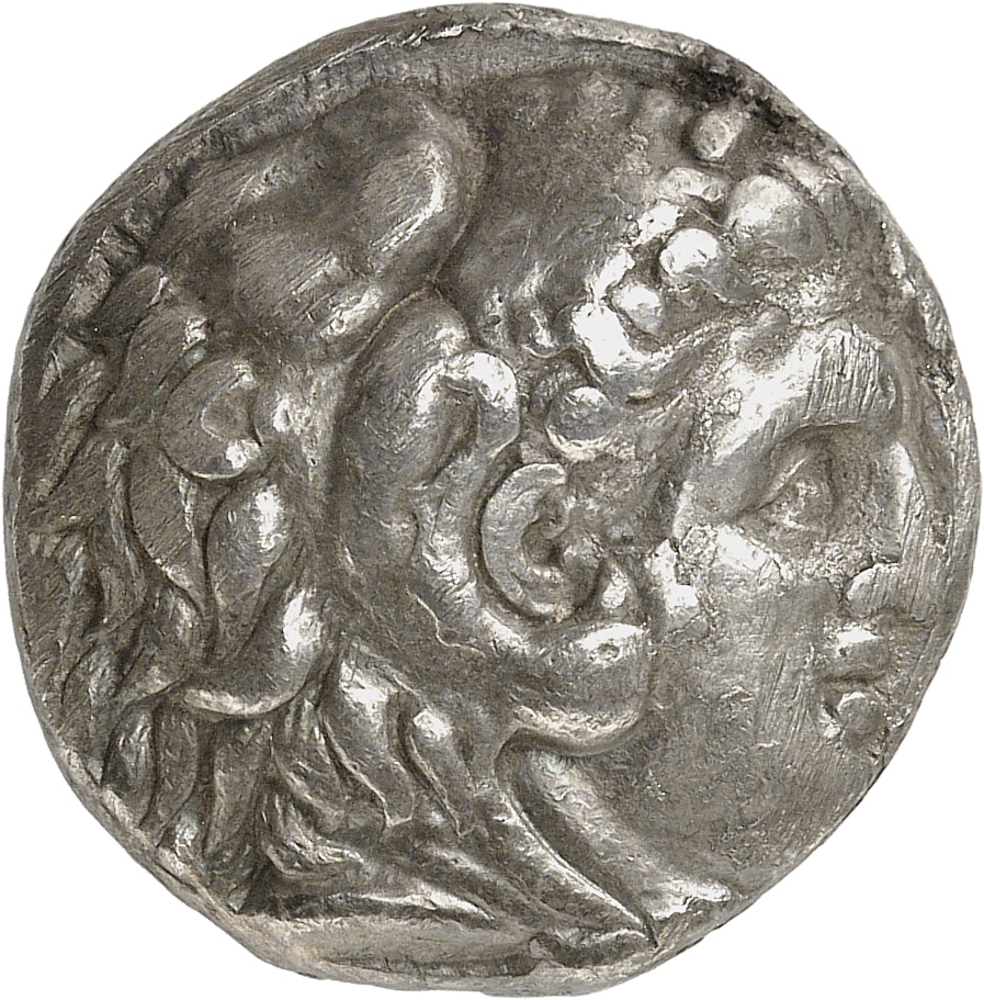 HOUGHTON Seleucid Coins (part 1) 82.3l Seleucus I obverse, Beardless head of Heracles right wearing lion skin headdress