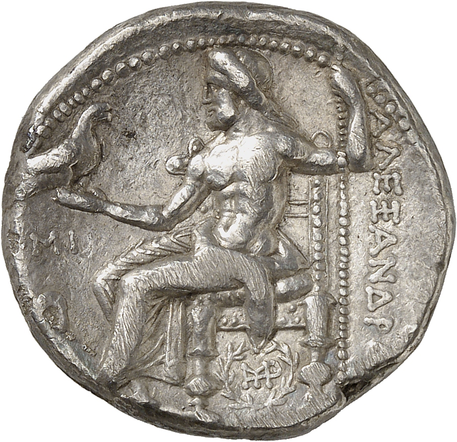 HOUGHTON Seleucid Coins (part 1) 82.3l Seleucus I reverse, Zeus seated on high-backed throne left, holding eagle on outstr...