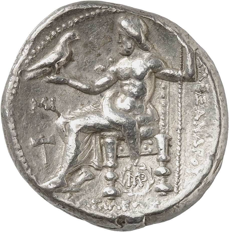 HOUGHTON Seleucid Coins (part 1) 82.3m Seleucus I reverse, Zeus seated on high-backed throne left, holding eagle on outstr...