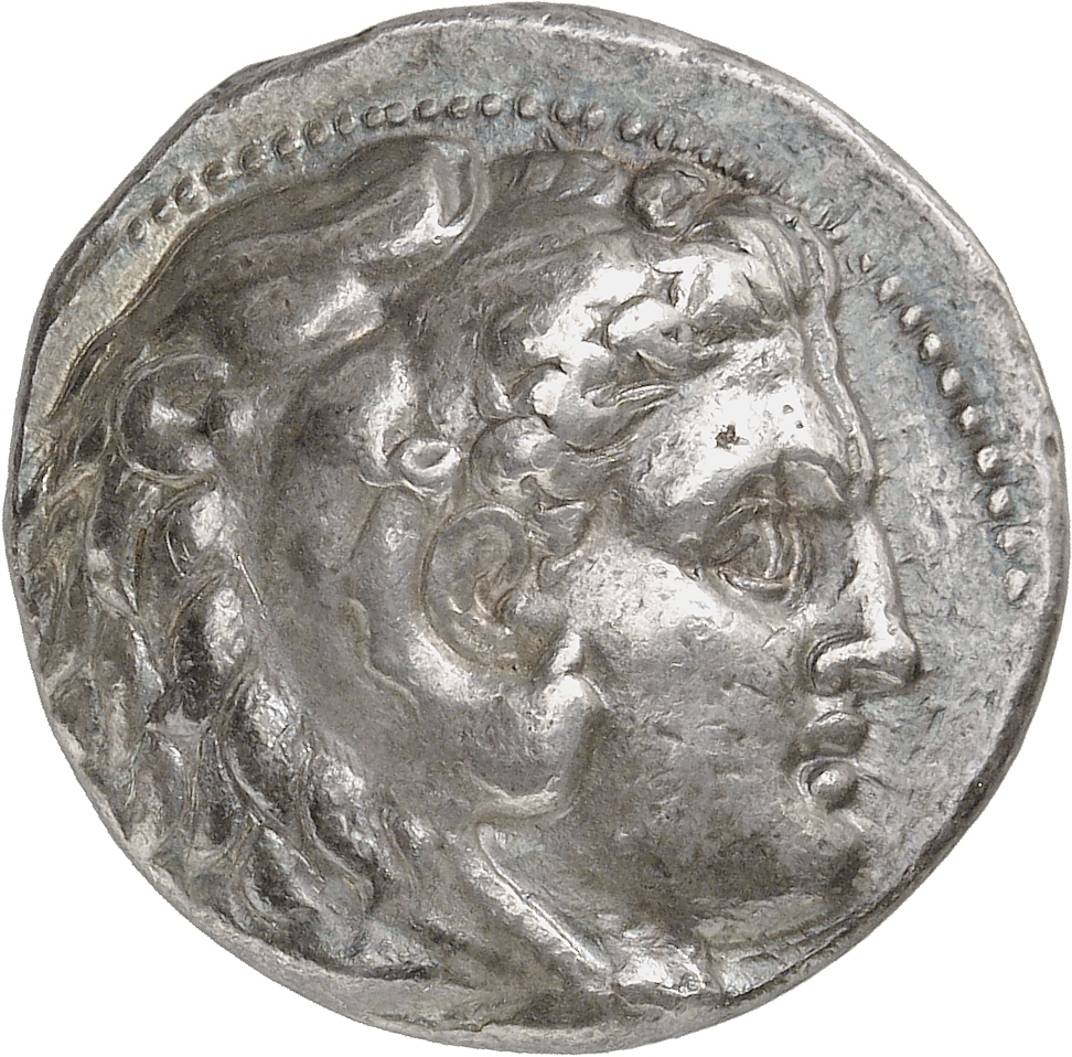 HOUGHTON Seleucid Coins (part 1) 82.4a Seleucus I obverse, Beardless head of Heracles right wearing lion skin headdress