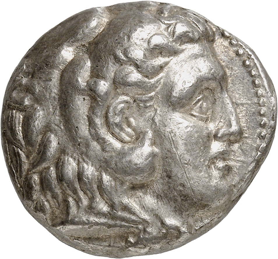 HOUGHTON Seleucid Coins (part 1) 82.4b Seleucus I obverse, Beardless head of Heracles right wearing lion skin headdress