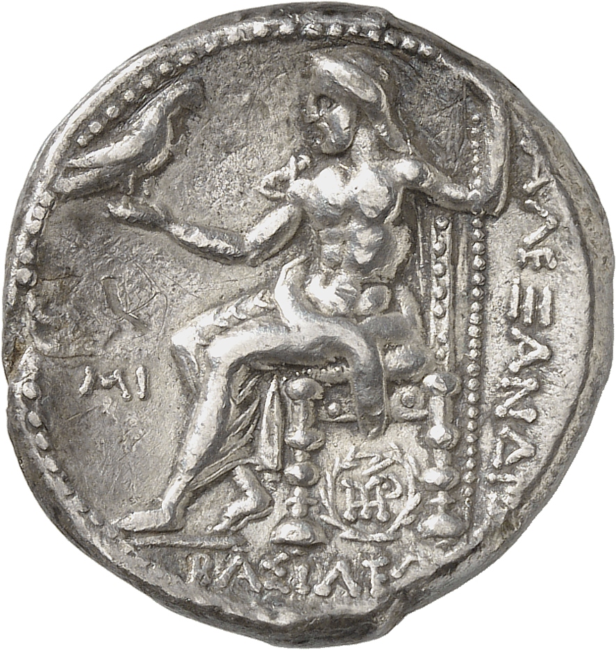 HOUGHTON Seleucid Coins (part 1) 82.4b Seleucus I reverse, Zeus seated on high-backed throne left, holding eagle on outstr...