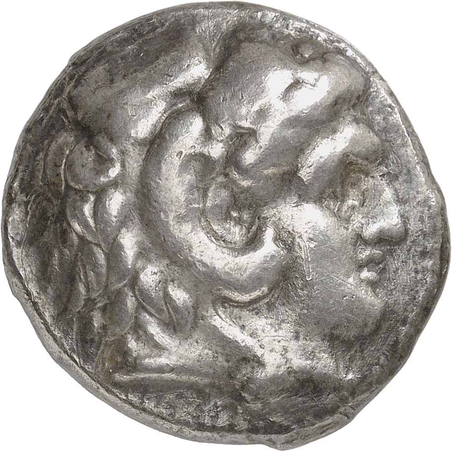 HOUGHTON Seleucid Coins (part 1) 82.4b Seleucus I obverse, Beardless head of Heracles right wearing lion skin headdress