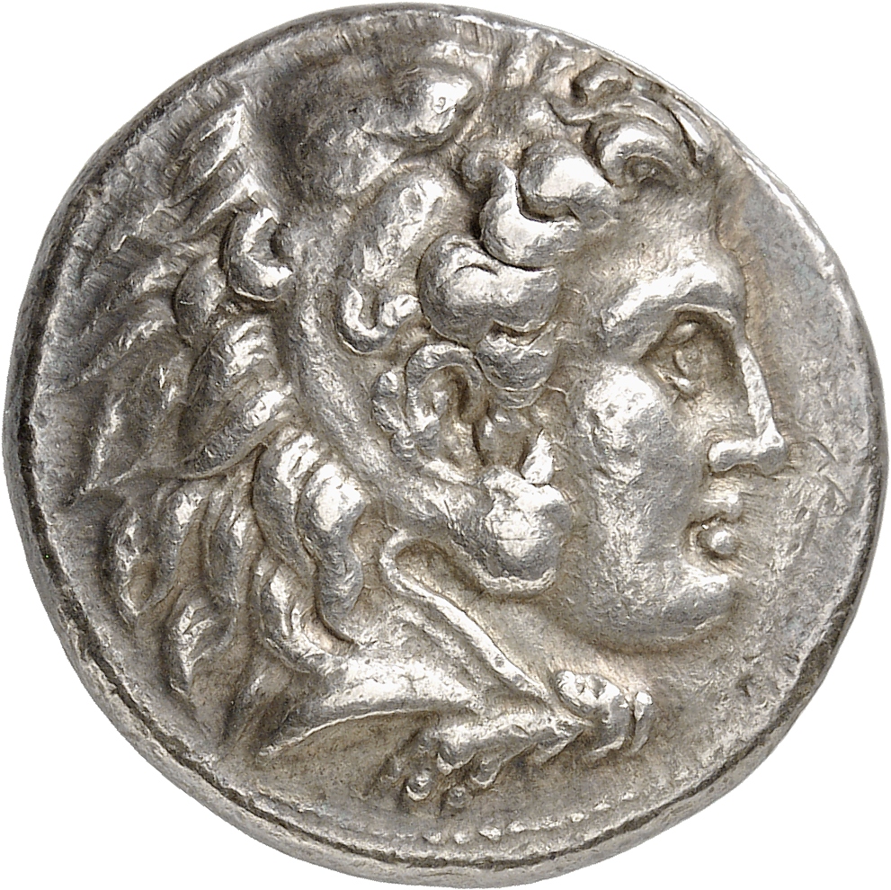HOUGHTON Seleucid Coins (part 1) 82.5b Seleucus I obverse, Beardless head of Heracles right wearing lion skin headdress