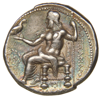HOUGHTON Seleucid Coins (part 1) 82.5b Seleucus I reverse, Zeus seated on high-backed throne left, holding eagle on outstr...