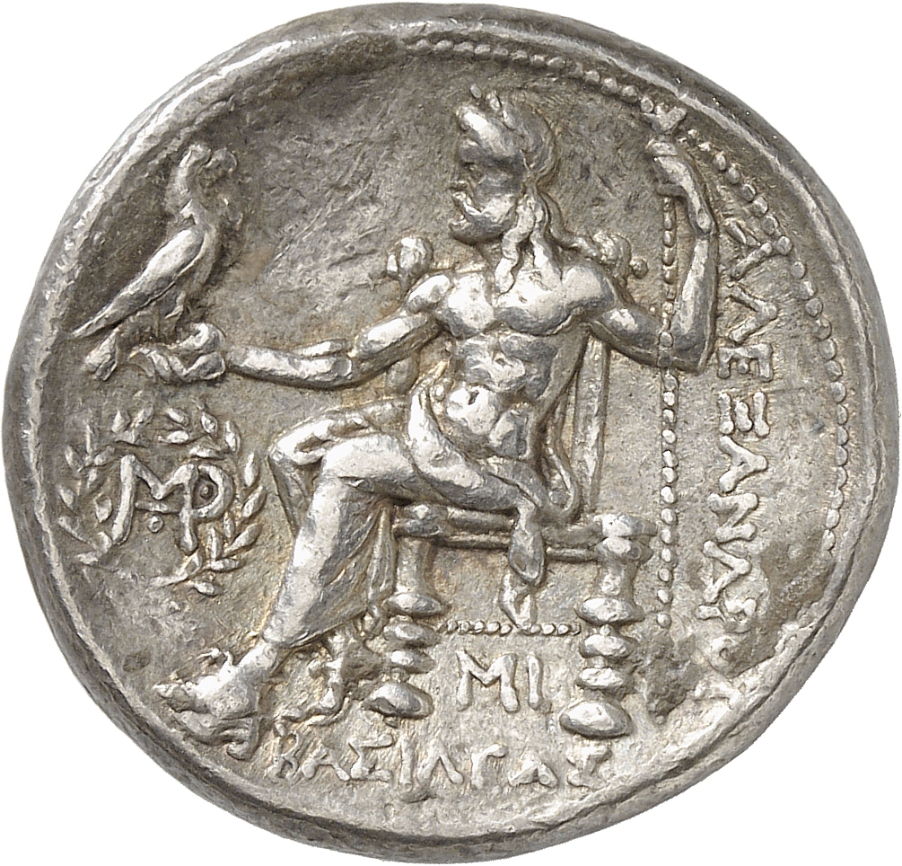 HOUGHTON Seleucid Coins (part 1) 82.5b Seleucus I reverse, Zeus seated on high-backed throne left, holding eagle on outstr...