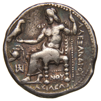 HOUGHTON Seleucid Coins (part 1) 87.4a Seleucus I reverse, Zeus seated on high-backed throne left, holding eagle on outstr...