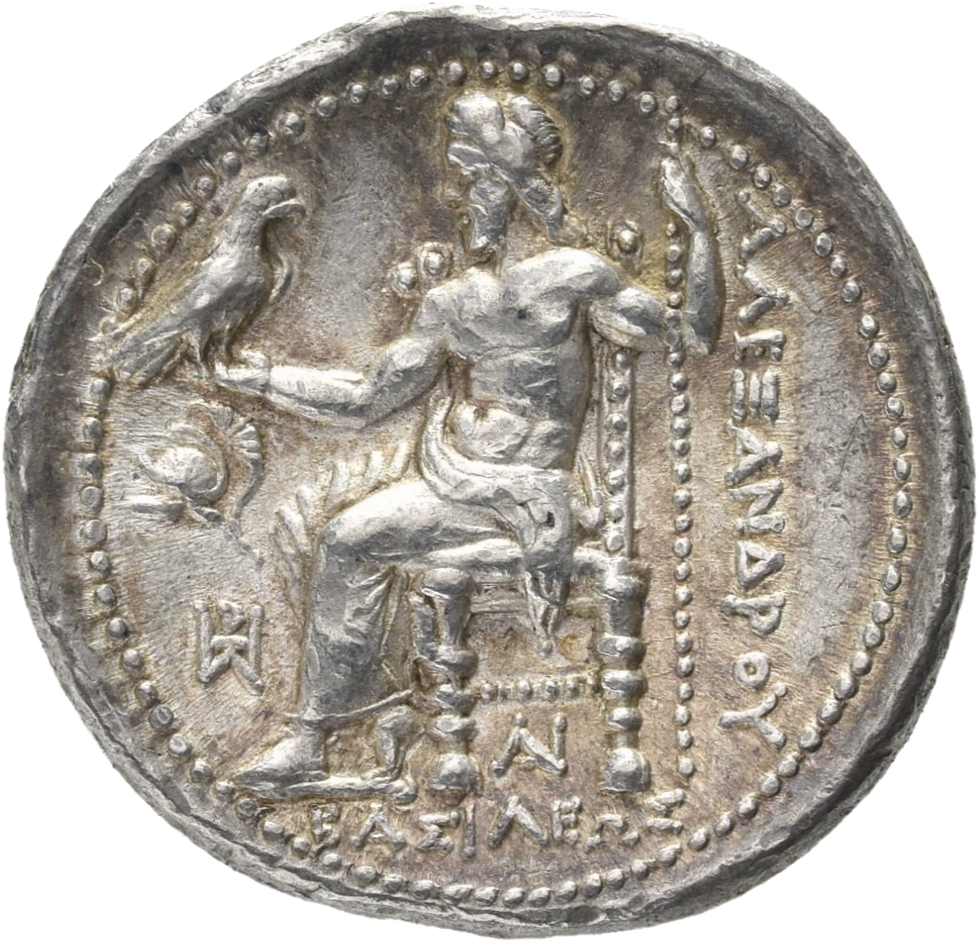 HOUGHTON Seleucid Coins (part 1) 87.4b Seleucus I reverse, Zeus seated on high-backed throne left, holding eagle on outstr...