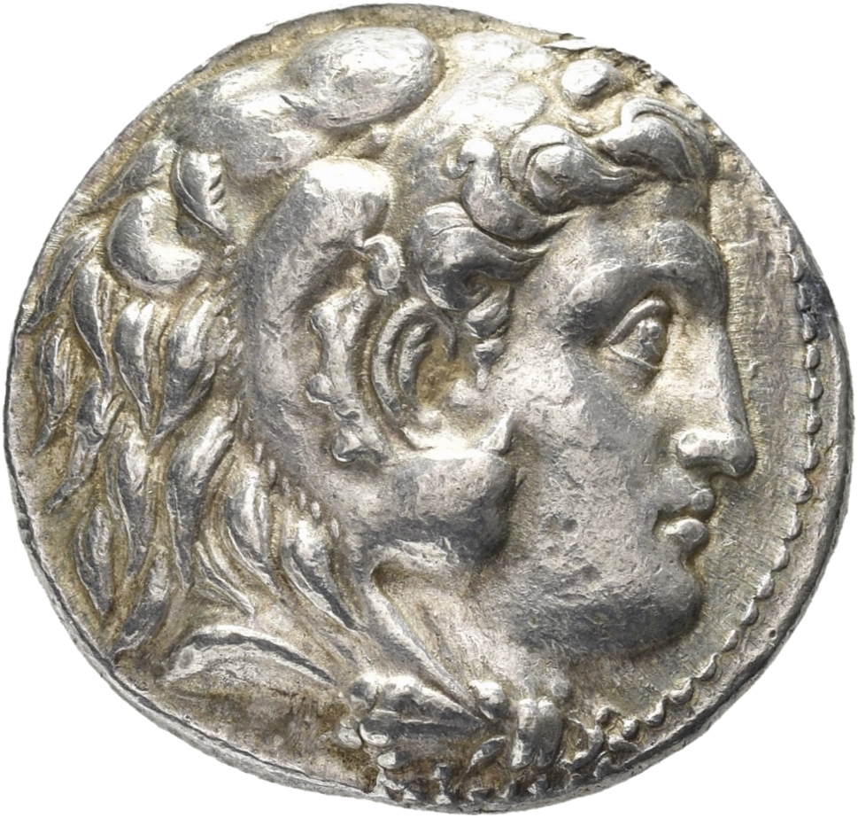 HOUGHTON Seleucid Coins (part 1) 87.4b Seleucus I obverse, Beardless head of Heracles right wearing lion skin headdress