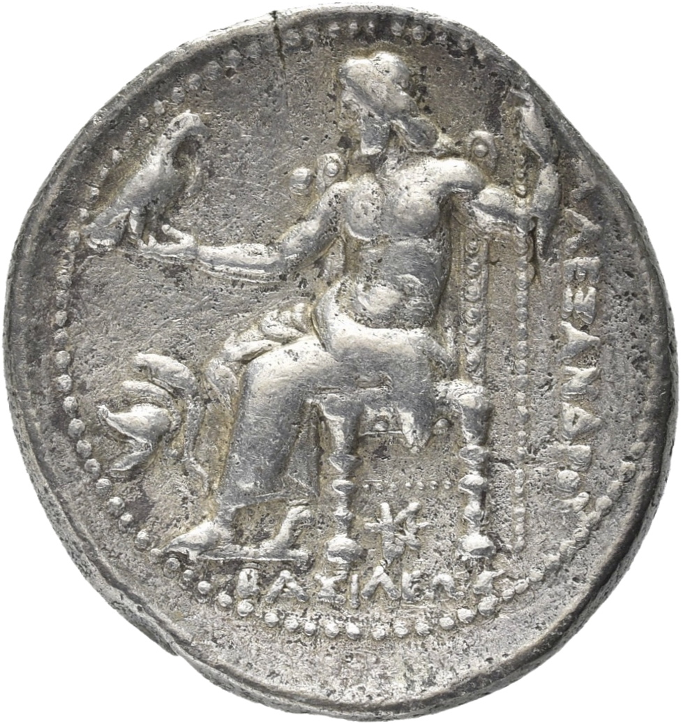 HOUGHTON Seleucid Coins (part 1) 87.6 Seleucus I reverse, Zeus seated on high-backed throne left, holding eagle on outstre...