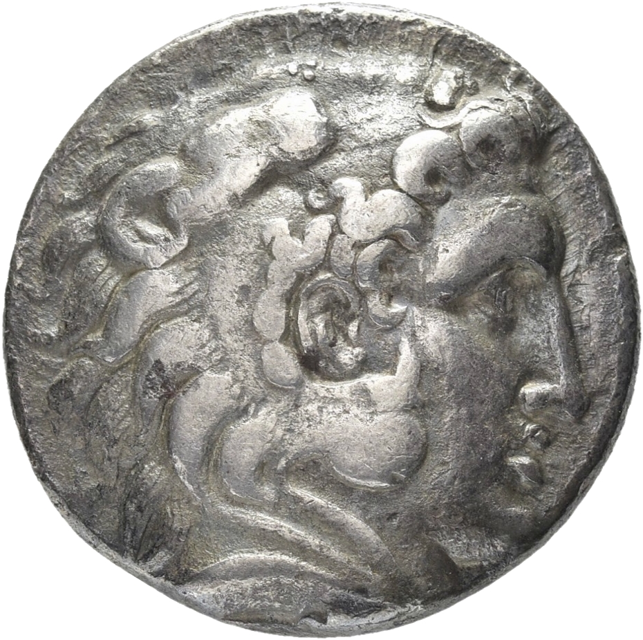 HOUGHTON Seleucid Coins (part 1) 94.3a Seleucus I obverse, Beardless head of Heracles right wearing lion skin headdress