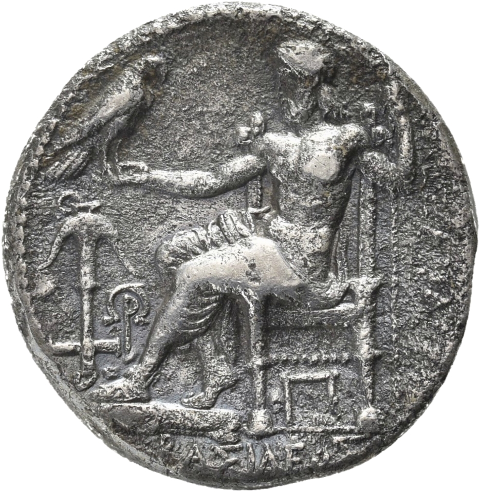 HOUGHTON Seleucid Coins (part 1) 94.3a Seleucus I reverse, Zeus seated on high-backed throne left, holding eagle on outstr...