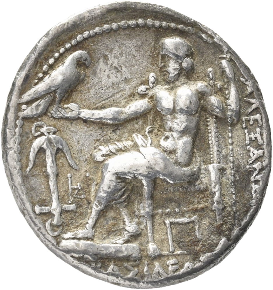 HOUGHTON Seleucid Coins (part 1) 94.3b Seleucus I reverse, Zeus seated on high-backed throne left, holding eagle on outstr...
