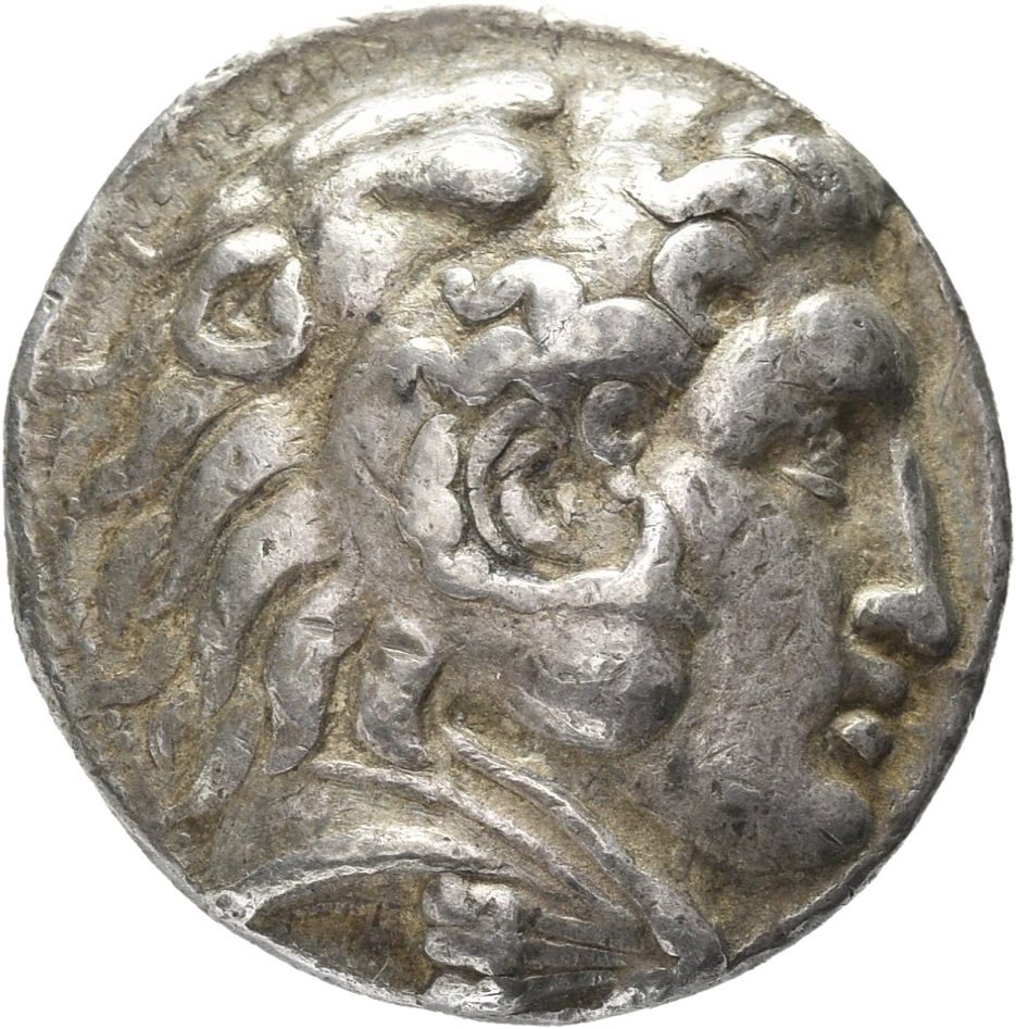 HOUGHTON Seleucid Coins (part 1) 94.3b Seleucus I obverse, Beardless head of Heracles right wearing lion skin headdress