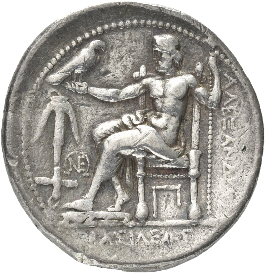 HOUGHTON Seleucid Coins (part 1) 94.3c Seleucus I reverse, Zeus seated on high-backed throne left, holding eagle on outstr...
