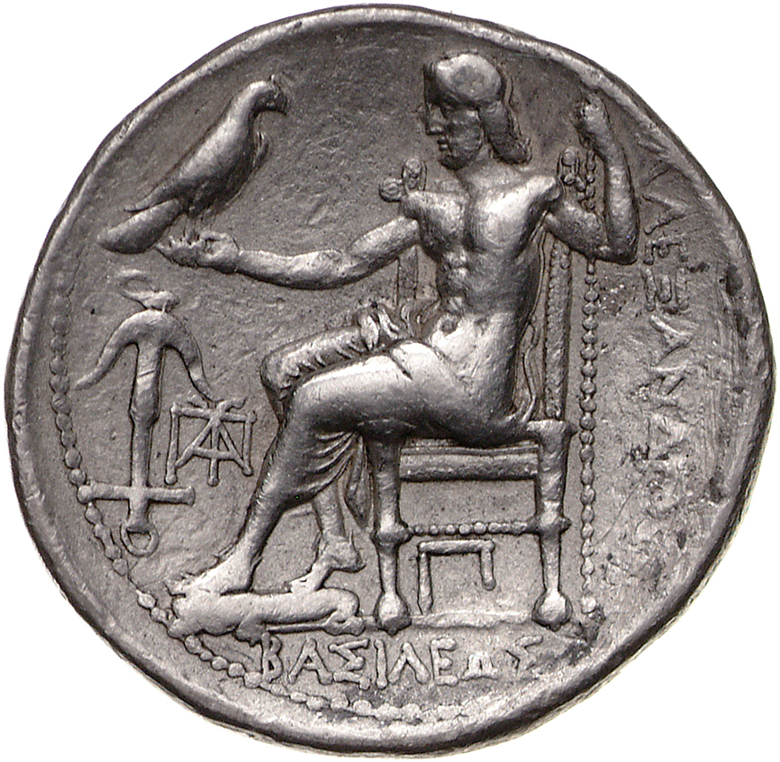 HOUGHTON Seleucid Coins (part 1) 94.3d Seleucus I reverse, Zeus seated on high-backed throne left, holding eagle on outstr...