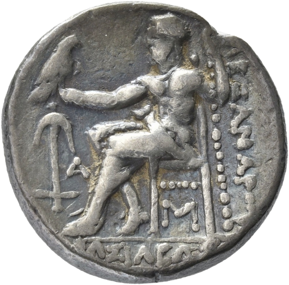 HOUGHTON Seleucid Coins (part 1) 94.6 Seleucus I reverse, Zeus seated on high-backed throne left, holding eagle on outstre...