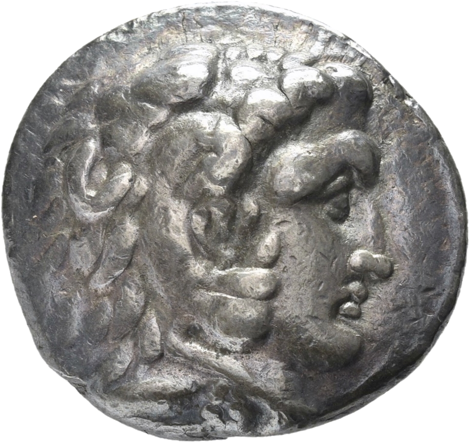 HOUGHTON Seleucid Coins (part 1) 94.6b Seleucus I obverse, Beardless head of Heracles right wearing lion skin headdress