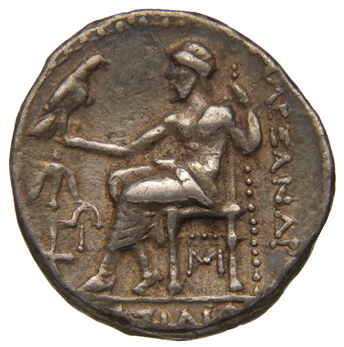 HOUGHTON Seleucid Coins (part 1) 94.6c Seleucus I reverse, Zeus seated on high-backed throne left, holding eagle on outstr...